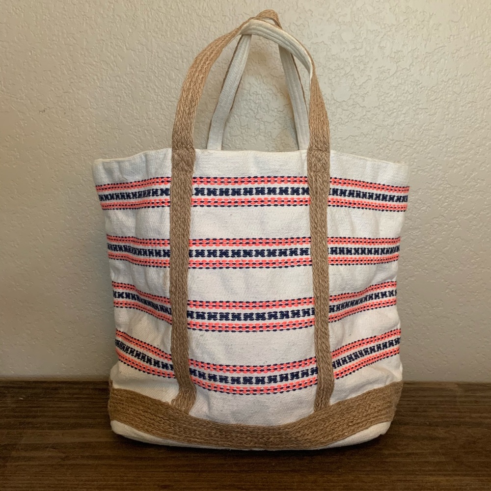 Gap Tote Canvas Cotton/Jute Embroidered